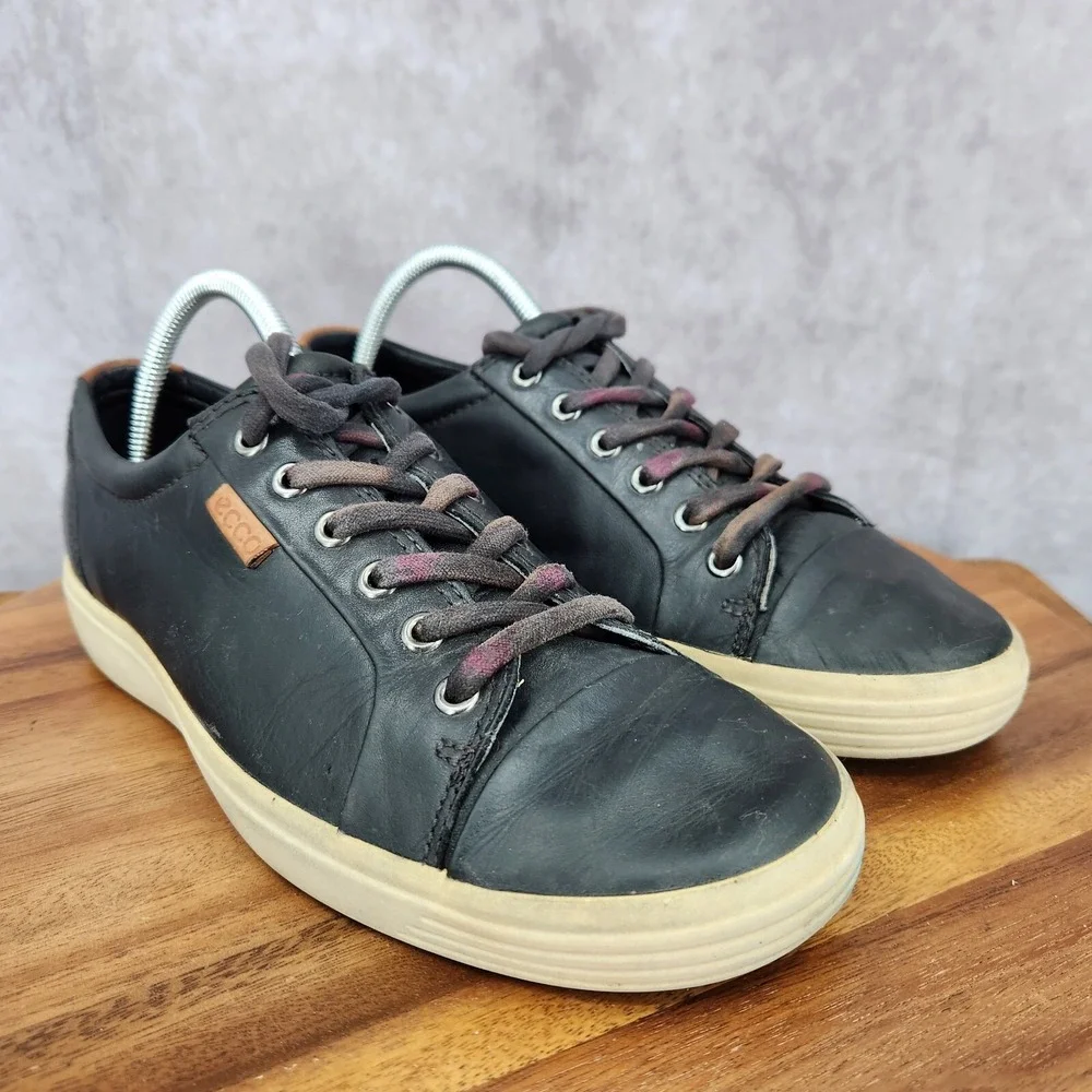 Ecco Soft 7 Sneakers Mens 7 /‎ 7.5 Eu 41 Black Leather Low Top Comfort Shoes